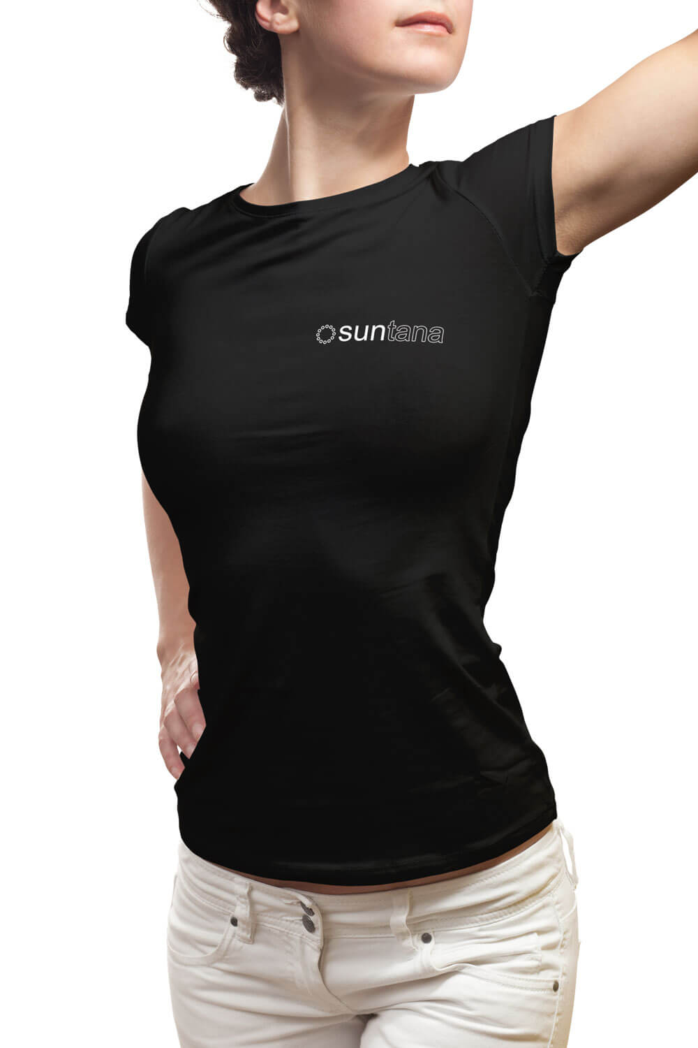 Ladies Crew Neck T-Shirt with Suntana Logo (Black) Ladies Crew Neck T-Shirt with Suntana Logo (Black)